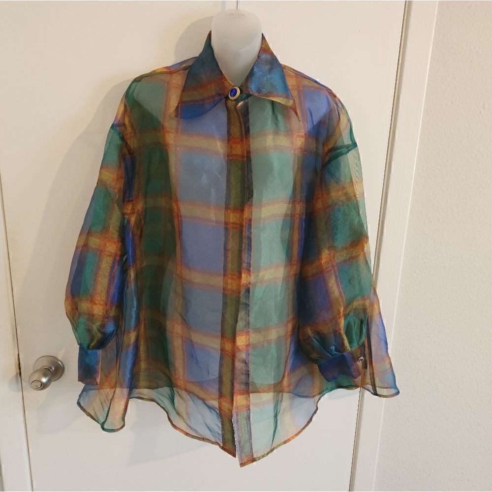Vintage victoria secret 1990s Sheer Plaid Jacket Size M